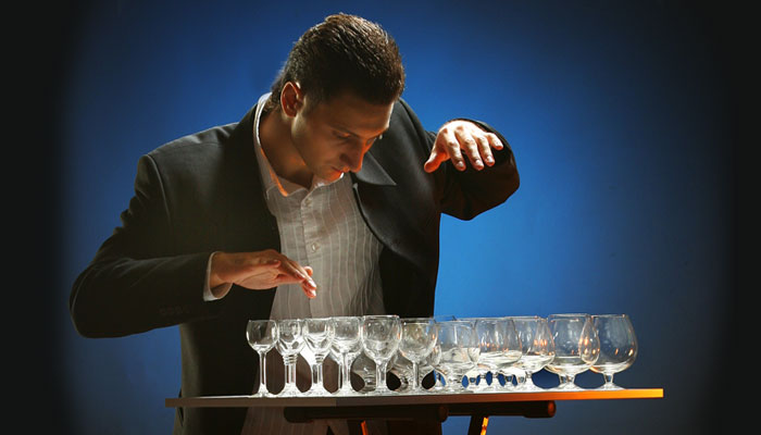 Alexander Lemeshev on glass harp